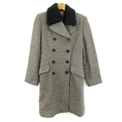 コムサ・デ・モード ウールコート ピーコート アウター チェック柄 イタリア製 レディース Mサイズ ブラウン COMME CA DU MODE 【中古】