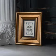 ヴィンテージフレーム「オラクルカード(No.32)」ドイツ洋書からの1ページと古い額縁のセット (アンティーク雑貨 蚤の市 ウォールデコ オブジェ レトロ アートフレーム 額縁 絵 ポスター  インテリア雑貨 アート 古道具 店舗什器 フランス 暮らし)