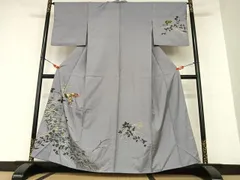 平和屋着物●本場染大島紬　訪問着　草花シルエット　藤花房　暈し染め　金銀彩　やまと誂製　正絹　逸品　AAAX0615zg