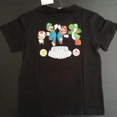 綿100％　スーパーマリオ 　半袖Tシャツ　バックプリント　SR8823・SR8826　ブラック　120cm/130cm/140cm