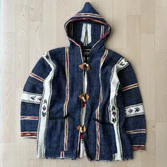 US Vintage 青のエスニックニットジャケット