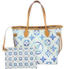 【LOUIS VUITTON/ルイ・ヴィトン】LV バイ・ザ・プール ネヴァーフルMM M11263 オンライン限定 ポーチ付 トートバッグ PVC ラグーンブルー レディース 【中古】【真子質店】【BL】