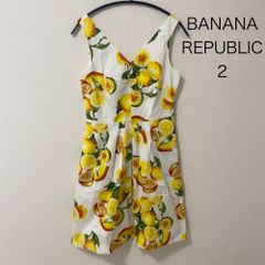 AB0525 BANANA REPUBLIC レモン柄 ノースリーブ ワンピース レディース サイズ2 春夏