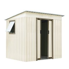 【可動棚&すべり出し窓付き】物置 屋外 スチール 倉庫 床材補強フレーム付き 戸外収納庫 W194cm*D152cm*H174cm 物置き おしゃれ 大型 収納庫 屋外物置 防さび ベランダ 防水 ドア スチール物置 屋外収納 ガーデニング 庭 新作