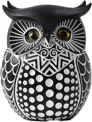 Hyack フクロウ 置物 ふくろう 風水 縁起物 ギフト お守り 飾り物(ブラック,  小)