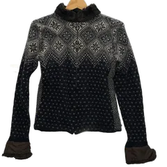 RALPH LAUREN ラルフローレン カーディガン 総柄 ファー付き ライトアウター ホンコン製 Mサイズ ブラウン