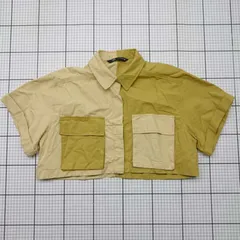 ◇ Θ ZARA ザラ カジュアル系 半袖 半袖シャツジャケット サイズM イエロー系 メンズ E  【1509100032953】