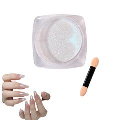 New [LUYING] Aurora Nail Powder, DIY Nail Powder, White Solid Nail Mirror Powder with Fine Grains, Perfect for Nail Salons, Home Use, and Nail Art Shops, Sparkling Nail Art, Pearl Gel Nail Powder