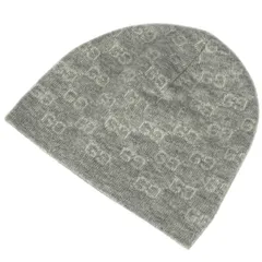 グッチ GUCCI GG柄 ニットキャップ ニット帽 ロゴ 帽子 ニットキャップ カシミヤ グレー レディース 【中古】のサムネイル