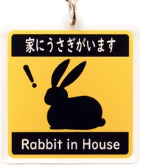 キーホルダー 家にうさぎがいます Rabbit in House ピクトグラム おもしろキーチェーン・キーリング アクリル製 ウサギ