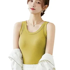 タンクトップ カップ付き ブラトップ ブラタンク レディース リブ編み 大きいサイズ Uネック 着痩せ オシャレ 上品 さらさら 光沢 シンプル 無地 rr-010