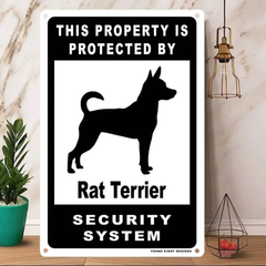 雑貨【Rat-Terrier/ラット・テリア】  Dog ドッグ  犬    メタルポスタ―　Security  セキュリティー 警告  ヤードサイン メタルプレート  ブリキ看板  -177