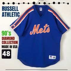90s USA製★ラッセルアスレチック/RUSSELL ATHLETIC★ダイヤモンドコレクション/NYメッツ Mets★ベースボールジャージ/プルオーバーユニフォーム★メッシュ★サイズ48   #2505M008