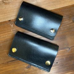 【トラッカーウォレット ミドル】 ブラック 金具色2種 レザー 本革 ハンドメイド