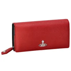 ヴィヴィアンウエストウッド Vivienne Westwood 財布 長財布 フラップ式長財布 かぶせ 小銭入れ付き 51060025 H407 SAFFIANO BIOGREEN サフィアーノバイオクリーン レディース レッド系｜3/5最強開運日 財布新調に