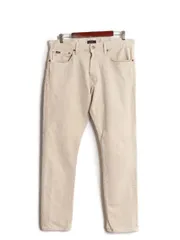 【お得なクーポン配布中!】 ポロ ラルフローレン カラー デニム パンツ メンズ 33 32 / 古着 ジーンズ ジーパン スリム ストレート ストレッチ 5ポケット レザーパッチ