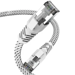 新品 LANケーブル CAT8 1m 2本 Ankuly メッシュ フラット カテゴリー8 ランケーブル 超光速40Gbps/2000MHz CAT8準拠 イーサネットケーブル 爪折れ防止 シールド サーバー 企業様向け 業務(1m ホワイト 2本)