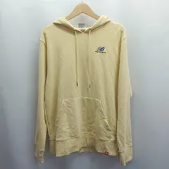 ◇ ⊇ New Balance ニューバランス ロゴ刺繍 シンプル 長袖 フーディー サイズM イエロー レディース E  【1503310016536】