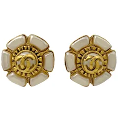 【在庫一掃】 シャネル CHANEL ココマーク フェイクパール イヤリング フラワーモチーフ イヤリング GP ゴールド レディース 【中古】