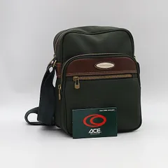 良品 サムソナイト キャンバス レザー グリーン  ショルダーバッグ 2000000 NSK INU