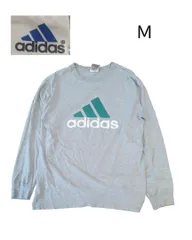 90s 00sアディダス古着プリント長袖TシャツＭグレーアメリカ製生地os00165