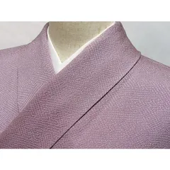 【小紋】袷着物 極鮫 (銀糸縫い紋付) 落款入り ソフトパープル☆151cm前後ベスト【訳アリ】
