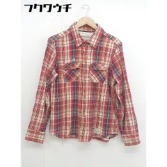 ◇ ROIAL ロイヤル チェック　ロゴ　刺繍 長袖 シャツ サイズM レッド　マルチ メンズ  【中古】 【1107160006916】のサムネイル