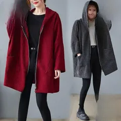 スプリングコート レディース 秋コート フード付き 40代 50代 ニットジャケット オーバーサイズ ニットパーカー 30代 コート 大きいサイズ【0912】