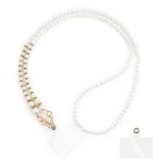 【人気商品】首掛け 斜めがけ 肩掛け 携帯ストラップ おしゃれ 女性 iphone 全機種対応 スマホネックストラップ スマホストラップ 耐久性 レディース ストラップ パール 落下防止 スマホショルダー 忘れ物防止 [Ganve] ストラップカード2枚付き