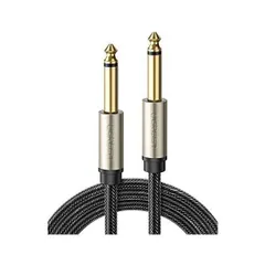 UGREEN 6.35mm モノラルケーブル 標準プラグ オス-オス ミキサー ギター アンプ スピーカー等の接続用 1M (シルバー 1m)