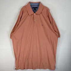 古着 トミーヒルフィガー TOMMY HILFIGER 鹿の子 半袖 ポロシャツ ロゴ 刺繍 大きいサイズ 2ボタン XXXL  ピンク系 無地 メンズ