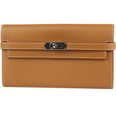 HERMES/エルメス　ケリーウォレット ロング（二つ折長財布）　エプソン　ゴールド×シルバー金具　A刻印【新品同様品】