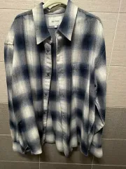 アート・オブ・アクト 青 オンブレ チェック シャツ L サイズ