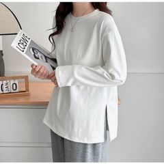Tシャツ レディース 長袖 カットソー クルーネック 白ティー 無地 ゆったり ホワイトTシャツ 長袖Tシャツ コットン 重ね着 ゆるTシャツ