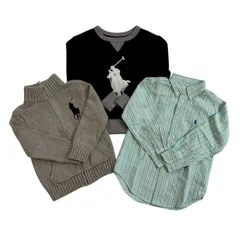 POLO Ralph Lauren ポロ ラルフローレン トップス3点セット グレー 紺 緑 ワイシャツ 上着 ワンポイント キッズ 4T 110cm