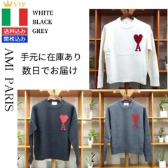 Ami Paris アミパリス AMI DE COEUR アミ ドゥ クール ニット セーター ホワイト ブラック グレー ロゴ ギフト プレゼント 誕生日 クルーネック セーター メリノウール フェルトセーター イタリア製 amiparis ラウンドネック