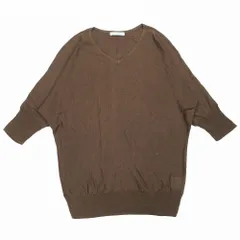 セオリーリュクス theory luxe シルク リネン サマー ニット Vネック ドルマンスリーブ トップス 38 M 茶 ブラウン ur9 【中古】