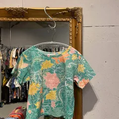 @ Agnes b. アニエスベー 花柄 総柄 ブラウス シャツ トップス 半袖　ミントブルー　お呼ばれ　デート　オフィスカジュアル　食事会　可愛い