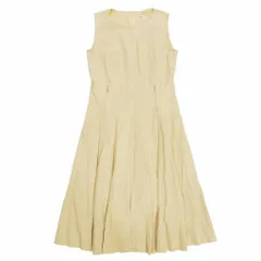 フォクシー ブティック FOXEY BOUTIQUE スエード フェイクレザー ワンピース ノースリーブ ロング ミモレ丈 ピンタック クルーネック レース Aライン 40 ベージュ レディースのサムネイル