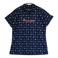 サイズ：L LE COQ GOLF ルコックゴルフ 2023年モデル ハイネック 半袖Tシャツ 総柄 ネイビー系 [240101433595] ゴルフウェア レディース ストスト