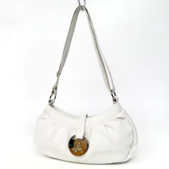 EI25009 美品 agnes b.VOYAGE アニエスベー ボヤージュ ショルダーバッグ 本革 レザー ロゴプレート 横型 三日月 白 ホワイト