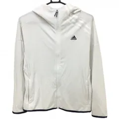 【美品】アディダス パーカー 白×ネイビー 一部3ライン  レディース M ゴルフウェア adidas