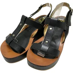 【美品】ヨースケ (22.5) サンダル ストラップ T字ストラップ 厚底 本革 レザー 希少デザイン