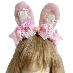 新品 [Cicogna] うさ耳 カチューシャ うさぎ 耳 カチューシャ レース リボン 可愛い ロリータ ゴスロリ 萌え スイーツ バニーガール コスプレ コスチューム ハロウィン 仮装 ピンク