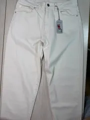 無印良品 無地 ユニセックス ワイド クロップド デニムパンツ