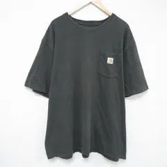 XL/古着 カーハート 半袖 ブランド Tシャツ メンズ 胸ポケット付き 大きいサイズ ロング丈 コットン クルーネック 濃緑 グリーン spe 25jun