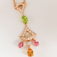 ブルガリ　BVLGARI　ディーヴァ ドリーム ネックレス K18PG ピンクゴールド ダイヤモンド シトリンクォーツ ペリドット ピンクトルマリン