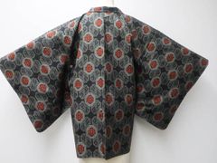 【一輝堂】【着物】羽織　村山大島紬　花文　羽織り紐別売り　身丈約78cm　裄丈約65cm　25z03-1487