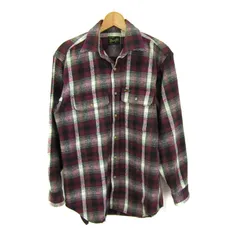 ラングラー 80S 長袖シャツ トップス チェック柄 ネルシャツ ロープ風刺繍ロゴ メンズ Mサイズ 紫×緑 Wrangler 【中古】