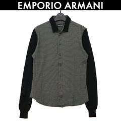 エンポリオアルマーニ  コットン ウール 切り替え 長袖シャツ  EMPORIO ARMANI メンズ ブラック サイズ 40 コンディションB